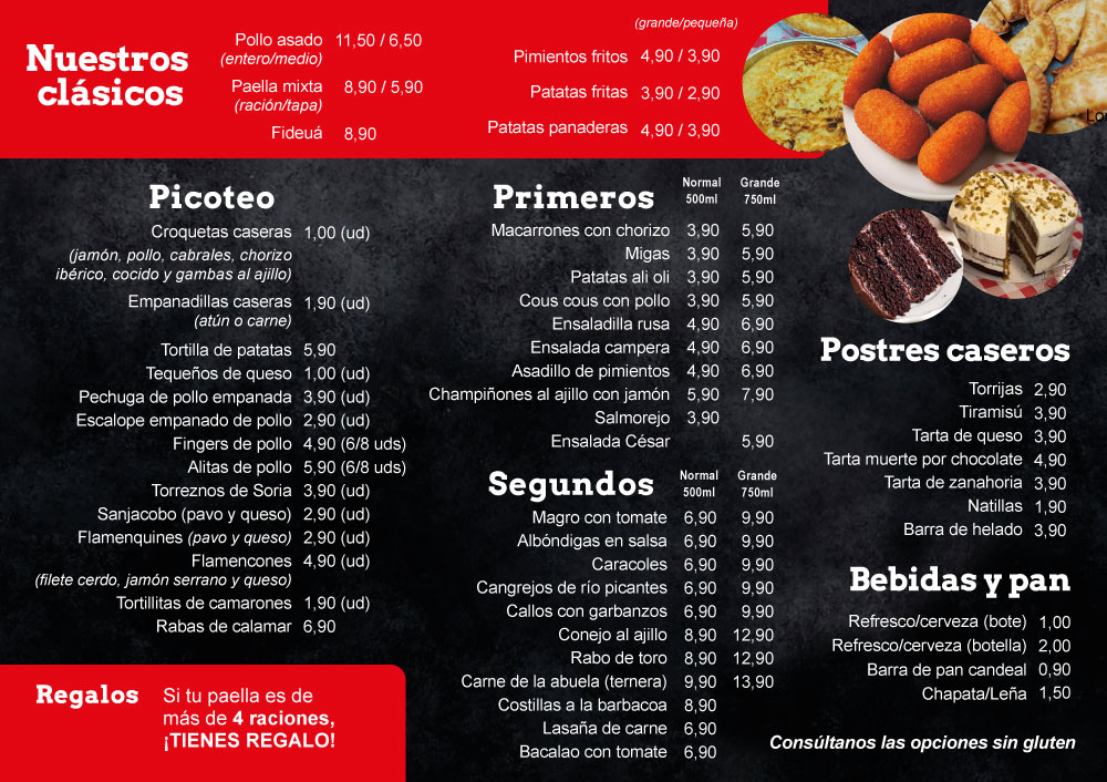 Tabla de precios